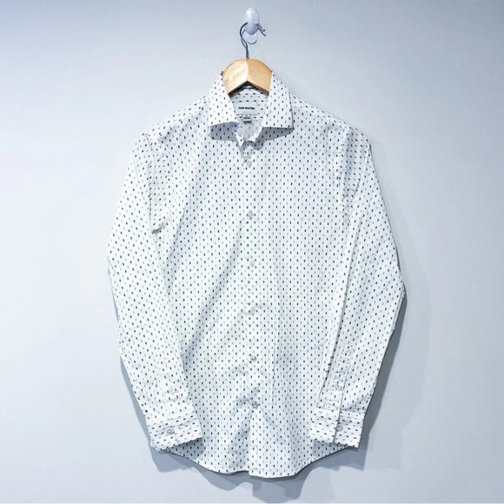 FRANK & OAK Laurier‎ White Micro Print Stretch Cotton Dress Shirt X-Small